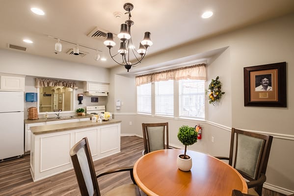 Bright and inviting kitchen area in the facility