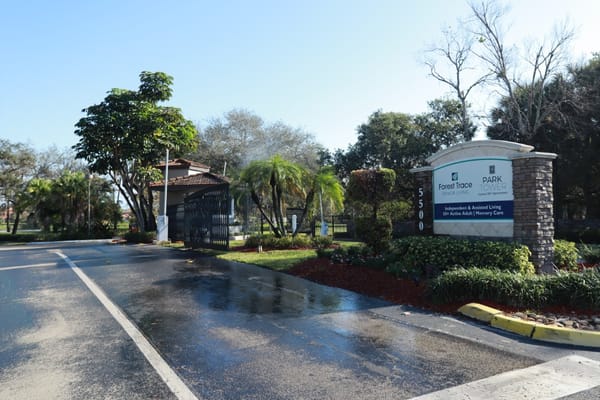Entrance to Forest Trace Senior Living facility