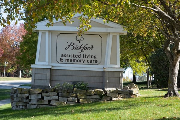 Sign for Bickford assisted living and memory care