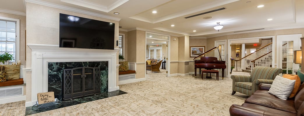 Common area with seating and a piano