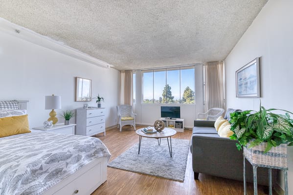 Bright interior view of a resident's room with modern decor