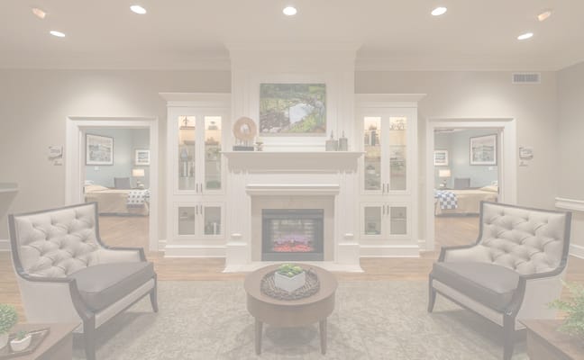 Bright and welcoming common area with seating and decor