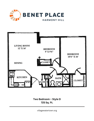 Architectural floor plan for two-bedroom unit