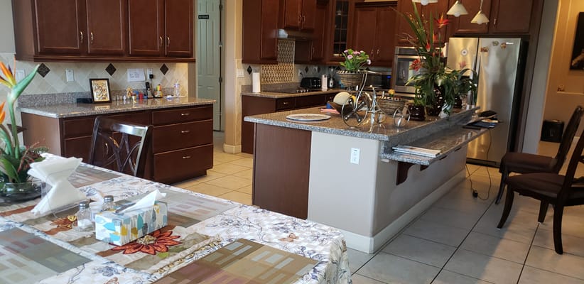 Well-equipped kitchen in a senior living facility