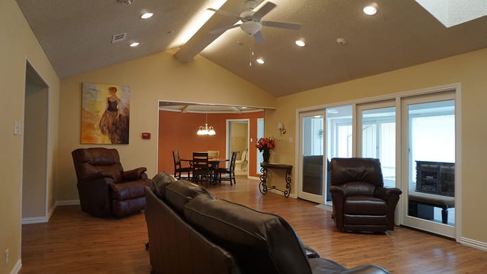 Interior common area with seating and dining space