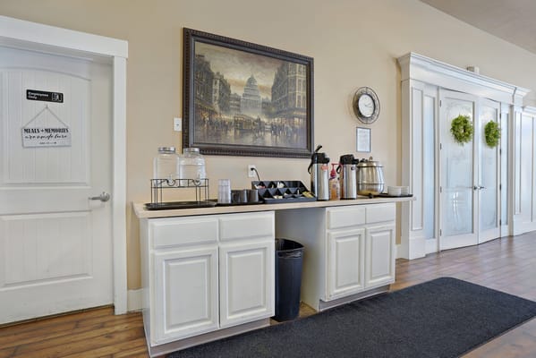 Coffee and snack station in a common area