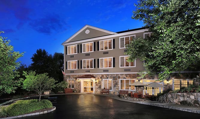 Exterior view of Maplewood at Danbury at dusk