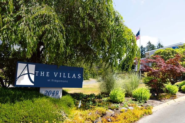 Exterior view of The Villas at Ridgemont entrance sign