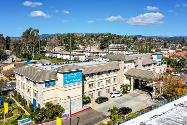 Aerial view of the Gardens at Escondido facility