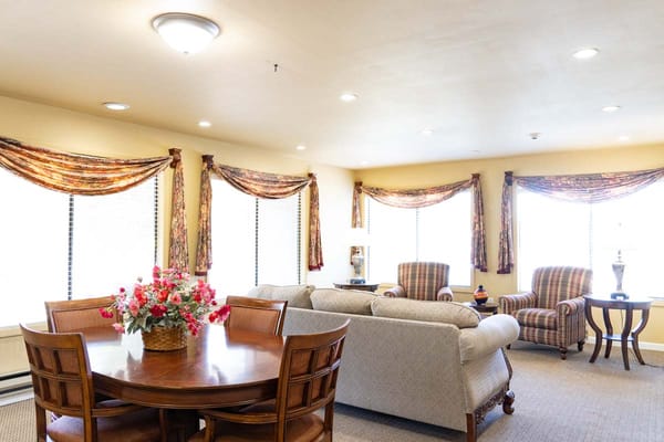 Cozy common area with comfortable seating and natural light