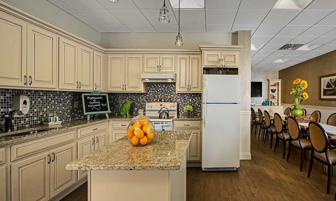 Interior kitchen space with modern appliances and decor