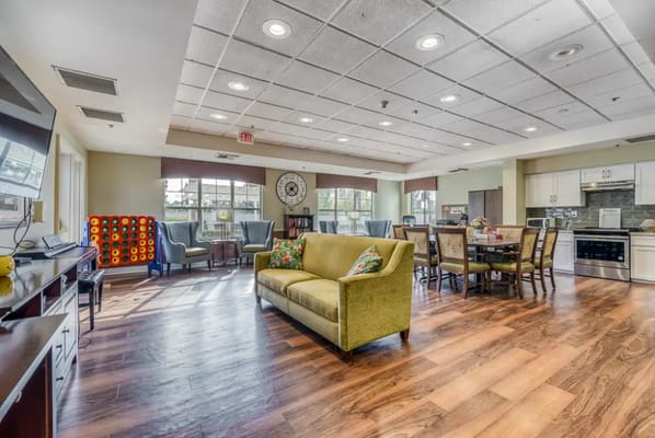 Common area with seating and natural light