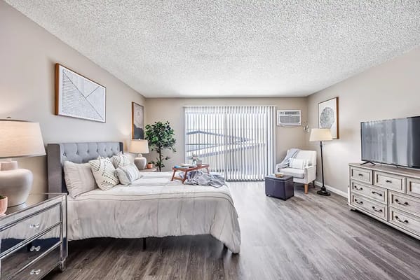 Well-decorated private resident room with natural light
