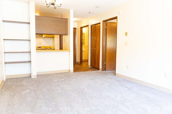 Bright interior view of a resident room