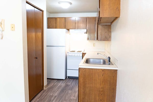 Interior view of a kitchen in a resident unit