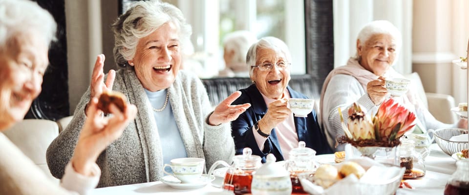 Residents enjoying tea time and socializing