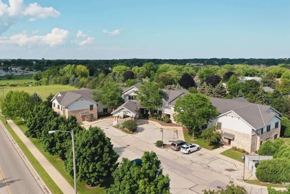 Aerial view of Riverview Village Senior Living campus
