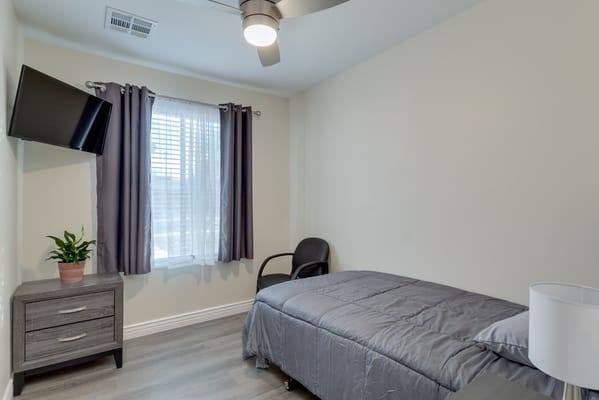 Cozy interior of a private resident room