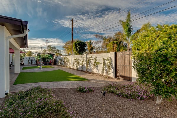 Well-maintained garden area outside the facility