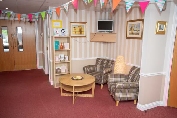 Common area with seating and decorations