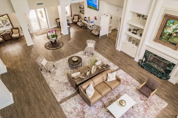 Interior view of a bright, elegant common area in the facility