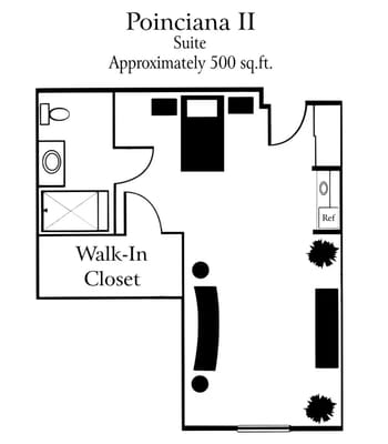 Architectural floor plan for Poinciana II suite