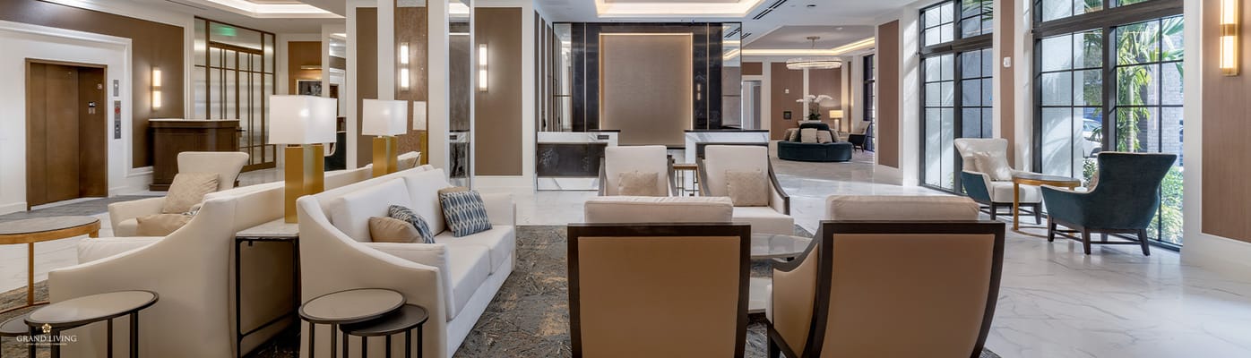 Bright and modern common area with seating