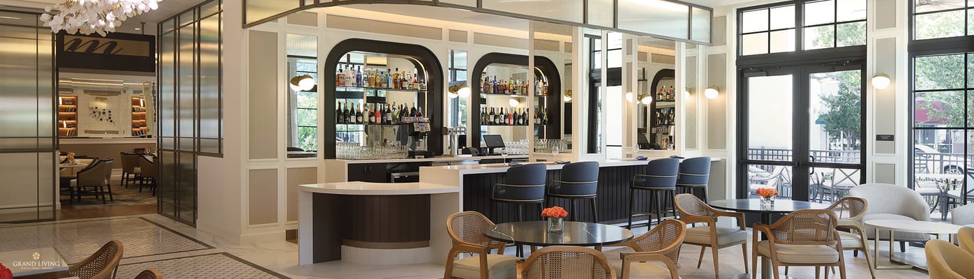 Elegant common area with seating and a bar