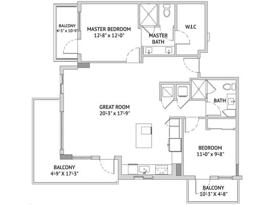 Architectural floor plan of a residential unit