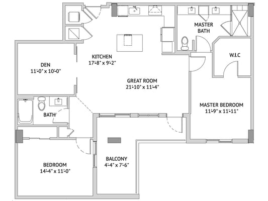 Architectural floor plan with room layout and dimensions
