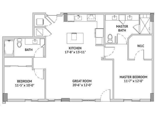 Architectural floor plan of a residential unit