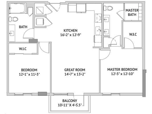 Architectural floor plan of a residence unit