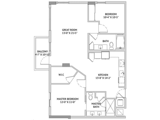 Architectural floor plan of residential unit layout