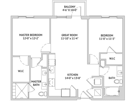 Architectural floor plan of a residential unit