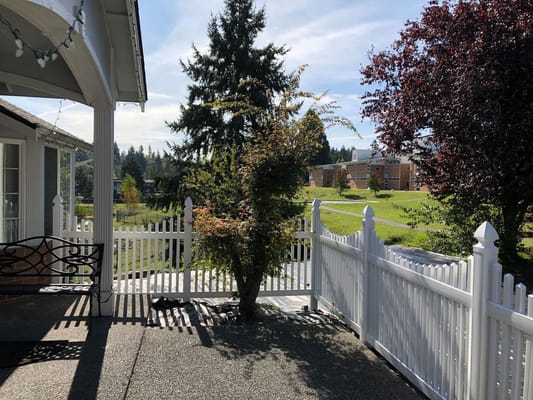 View of the landscaped grounds from a porch