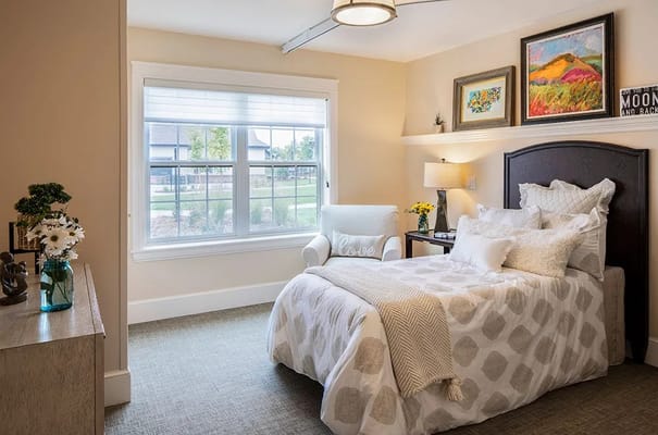 Bright private resident room with natural light