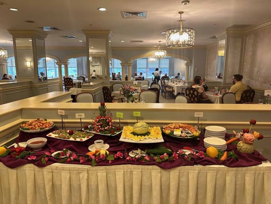 Dining area with beautifully arranged food display