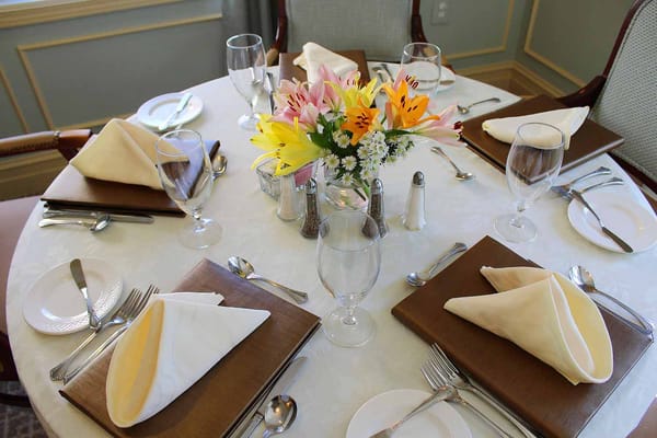 Elegant dining table set for a meal