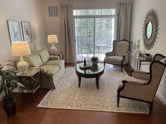 Cozy seating area in a well-lit living room