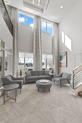 Bright common area with comfortable seating