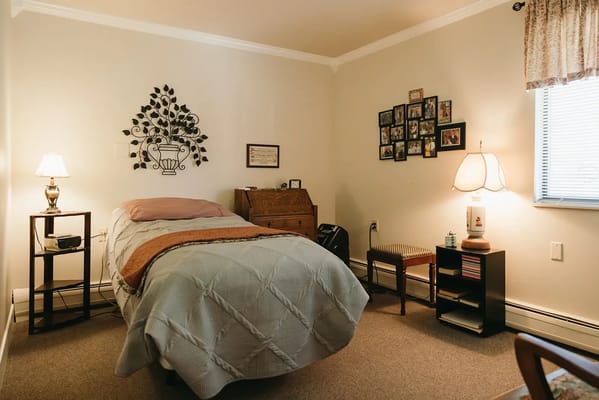 Cozy resident bedroom with personal decorations