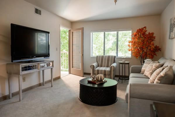 Bright interior living space with natural light