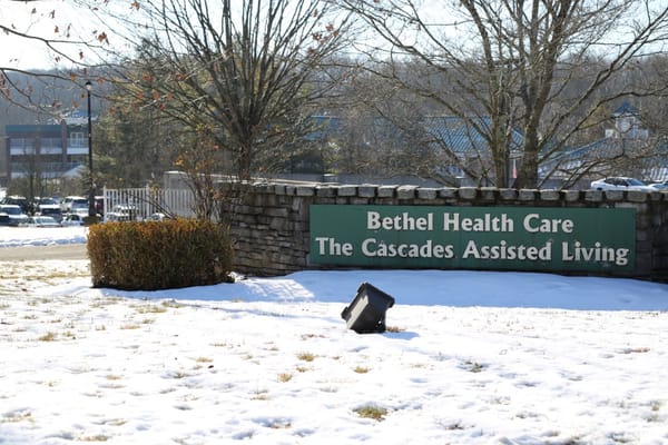 Signage for The Cascades Assisted Living facility