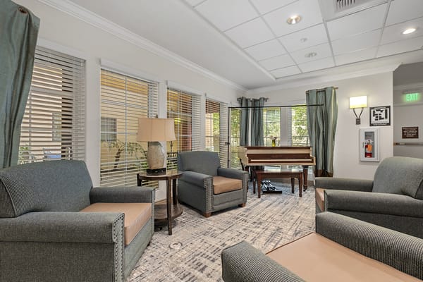 Bright common area with comfortable seating