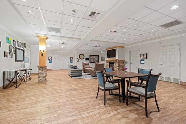 Interior view of a common area in a senior living facility