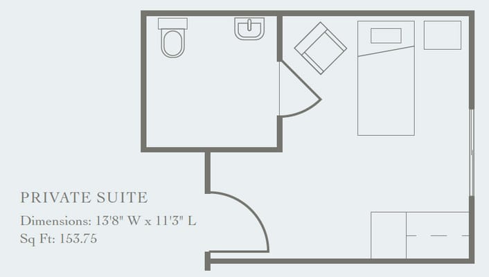 Architectural floor plan of a private suite