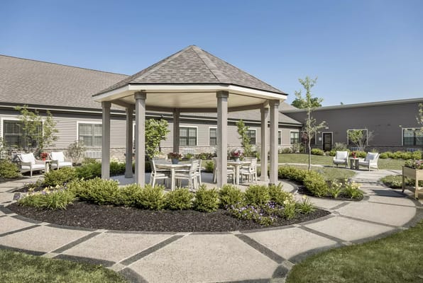 Beautiful outdoor garden area with seating