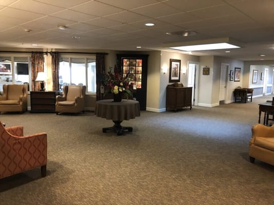 Interior view of a common area with seating