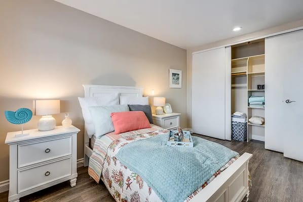 Cozy private bedroom with soft lighting and decor