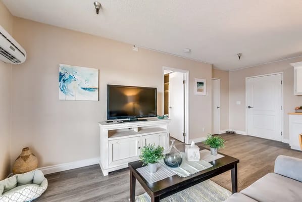 Cozy interior living space with a television and decor